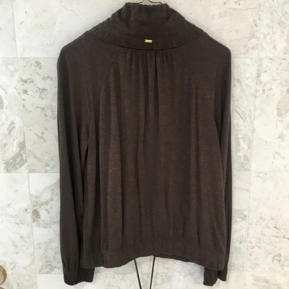 ST JOHN Jacket {S} Mock Neck Lightweight in Brown